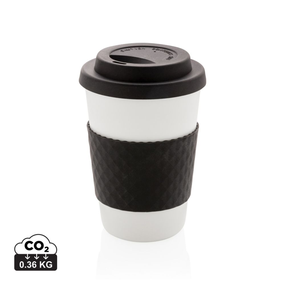 Reusable Coffee Cup 270 ml with silicone lid and sleeve, with your logo