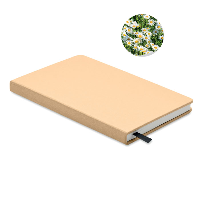 A5 notebook GROW made of recycled paper with plantable seeds with your logo
