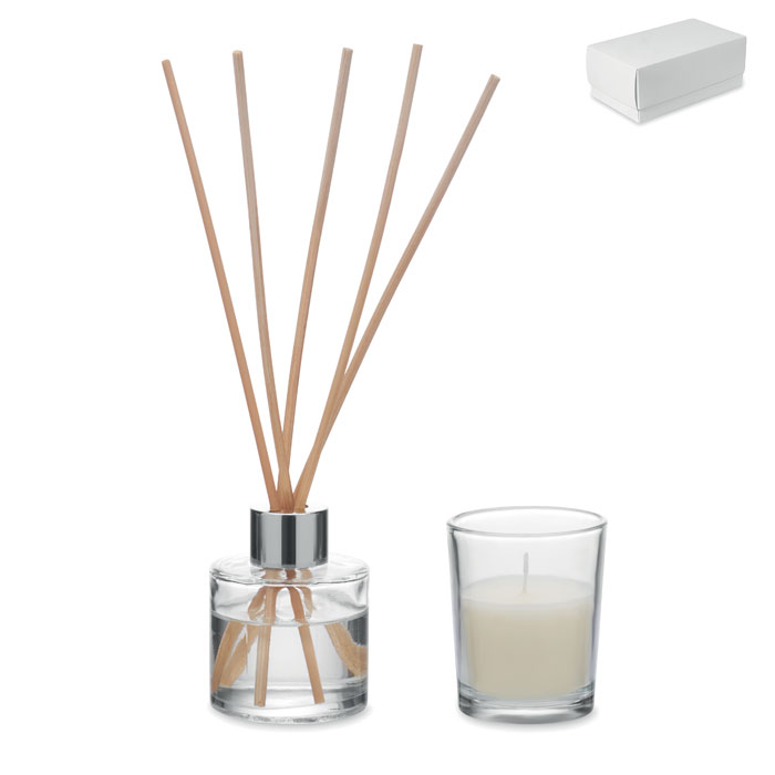 Vaniļas aromāta difuzora un sveces komplekts MUSKA SET ar jūsu logo