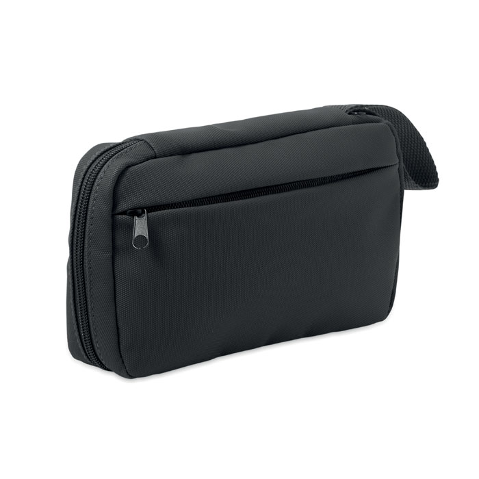 Toiletry bag VANIT in recycled RPET with front zip pocket with your logo