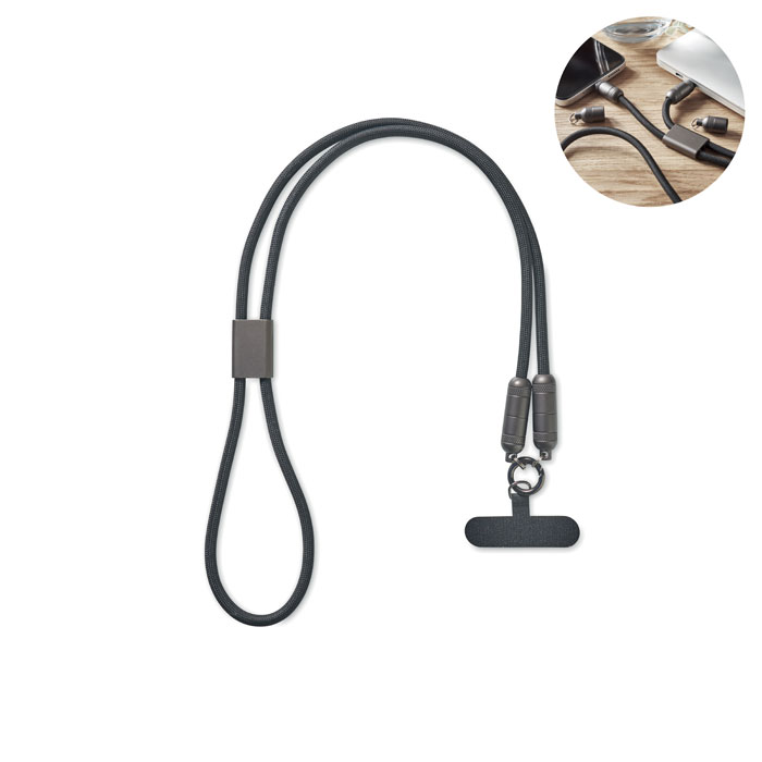 SHAKA 60 W lanyard charging cable with phone holder, type-C, with your logo