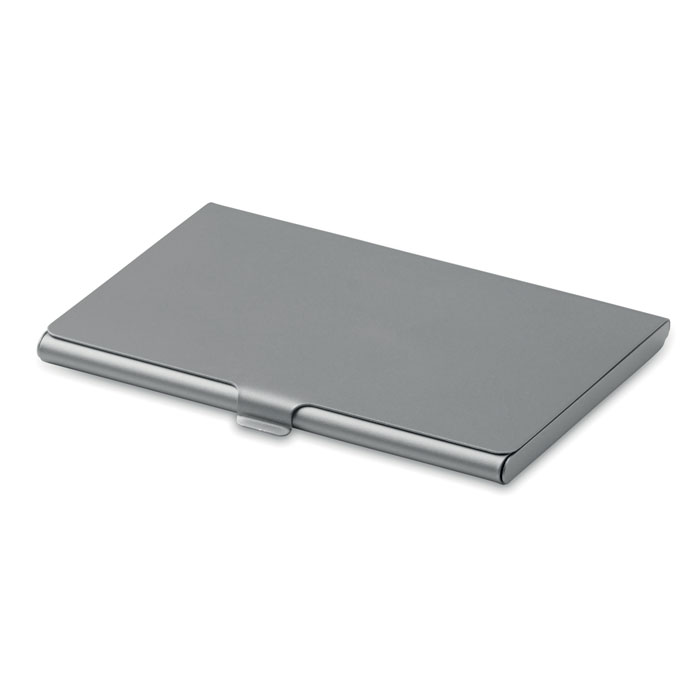 Metal business card holder STANWELL with chrome-look finish and your logo