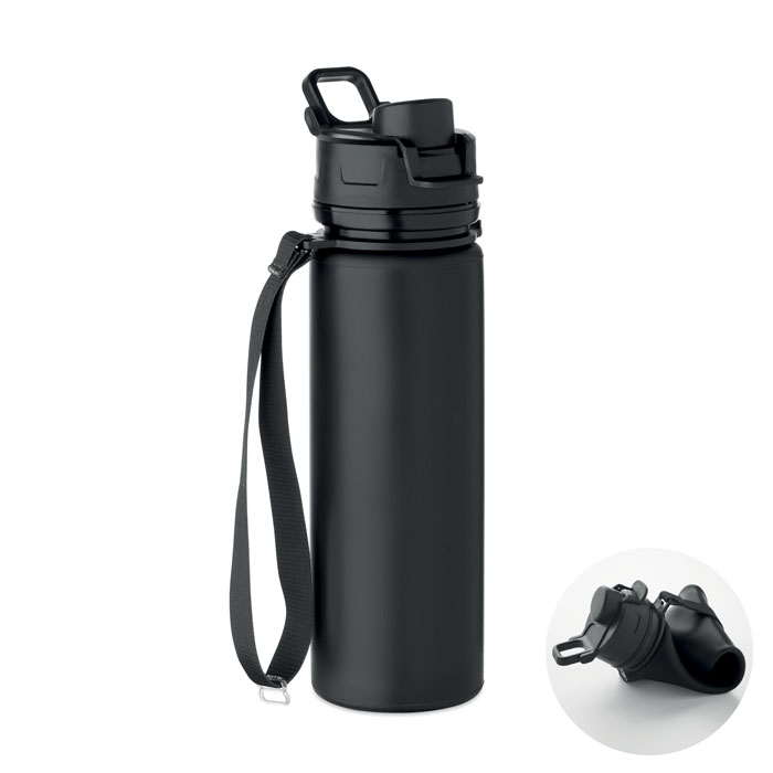 Foldable silicone sports bottle LETT, 500 ml, leak-free, with your logo