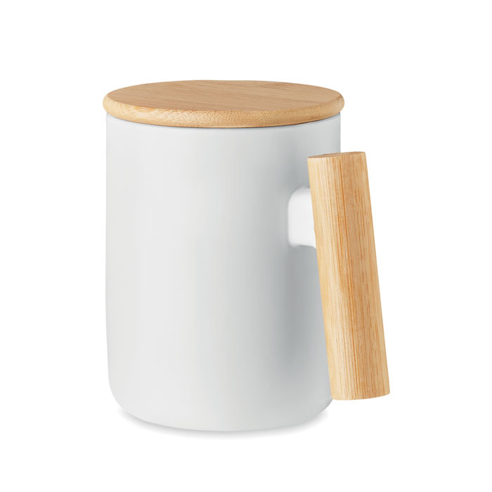 Porcelāna krūze MAJEST ar bambusa vāciņu 380 ml ar jūsu logo