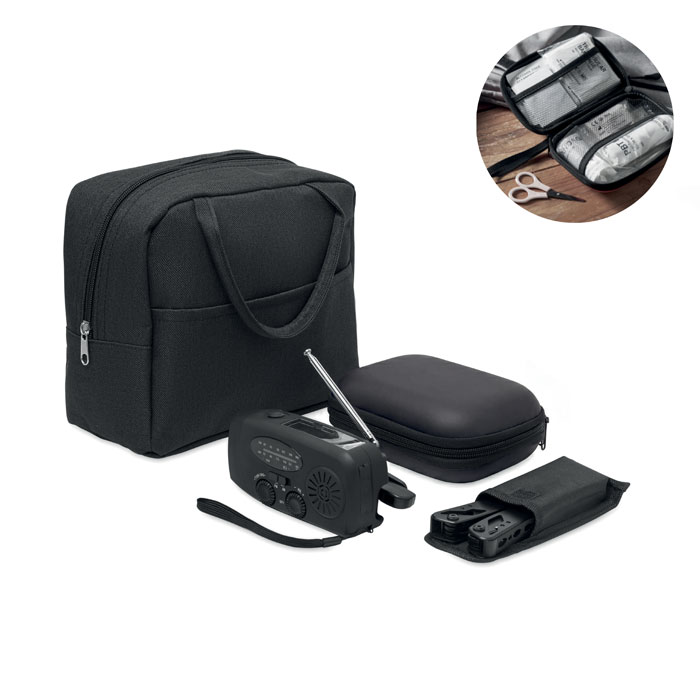 Emergency kit SAFENEST with radio and first aid kit with your logo