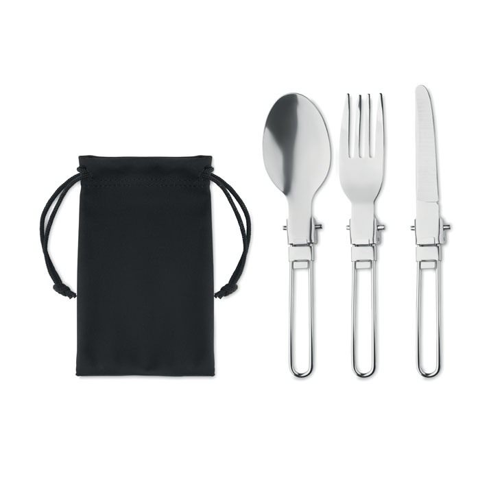 STAPI SET camping cutlery set with foldable utensils and your logo