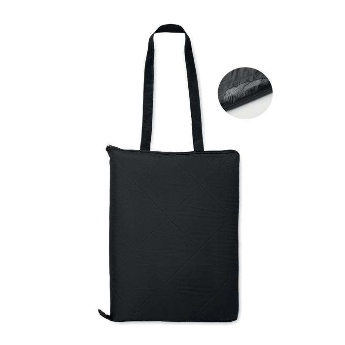 Foldable picnic blanket PACAM with quilted surface and carry bag, with your logo