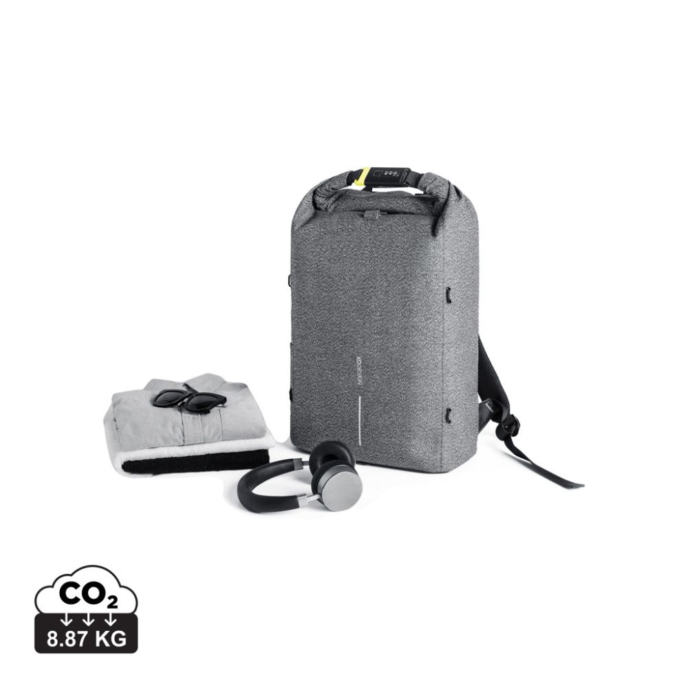 Urban anti-theft backpack with cut-proof fabric and combination lock, with your logo