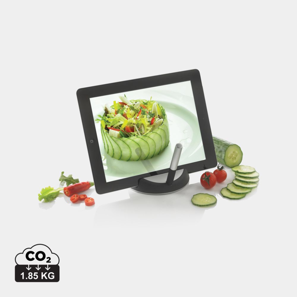 Chef tablet stand with touchpen for kitchen use, with your logo