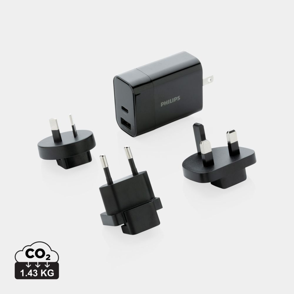 Ceļojumu lādētājs Philips ultra fast PD 30 W ar maciņu un jūsu logo