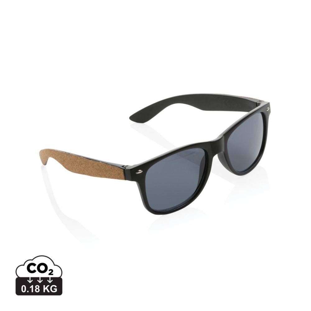 Recycled PC sunglasses P453.88 with cork temple detail, UV 400, with your logo