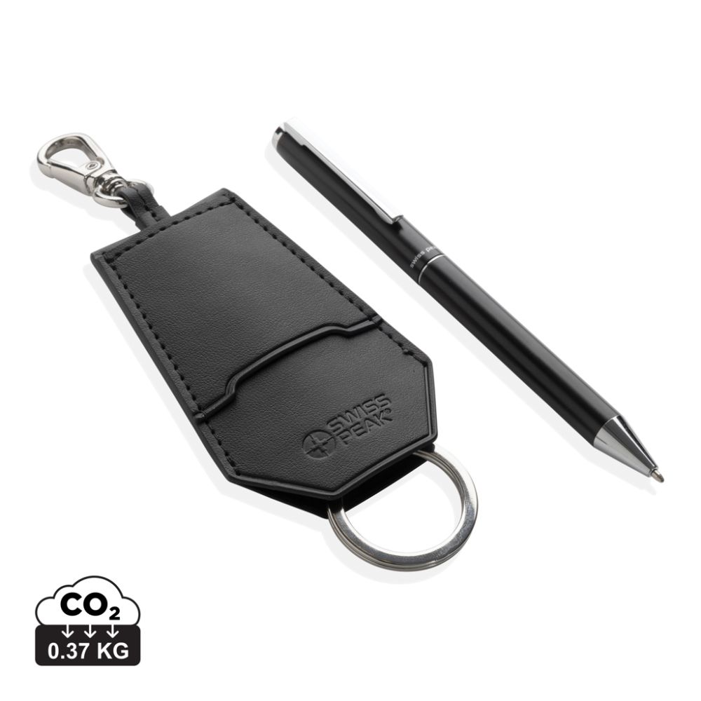 Swiss Peak Tula key holder and pen set, RCS certified recycled materials, with your logo