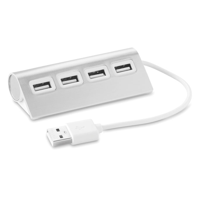 USB centrmezgls ALUHUB ar 4 pieslēgvietām no alumīnija ar jūsu logo
