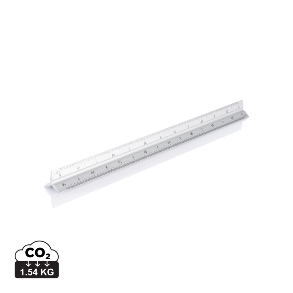 Trīsšķautņu alumīnija lineāls 30 cm ar 5 mērogiem ar jūsu logo