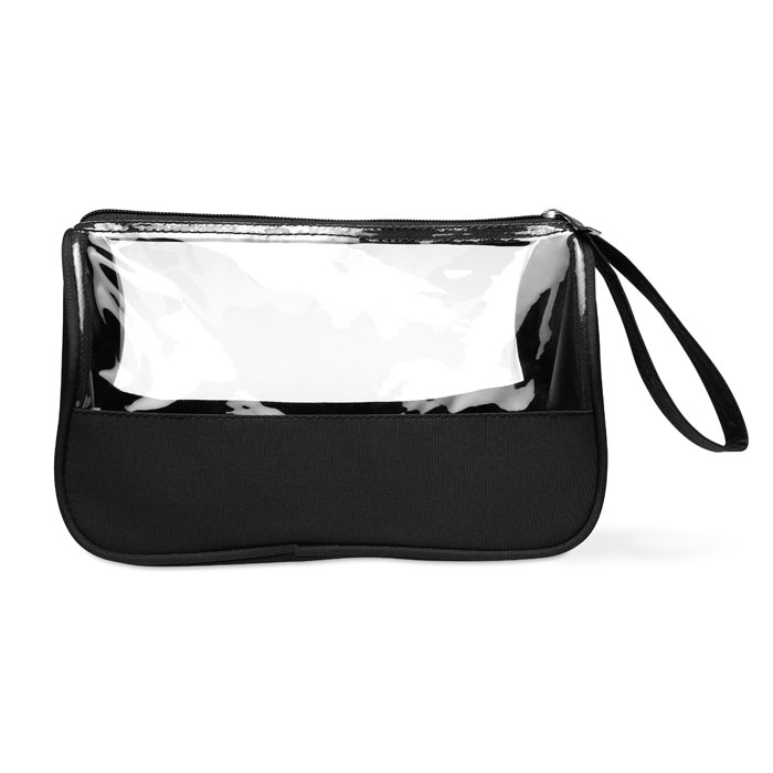 Cosmetic bag PLAS in microfibre and PVC with wrist strap, with your logo