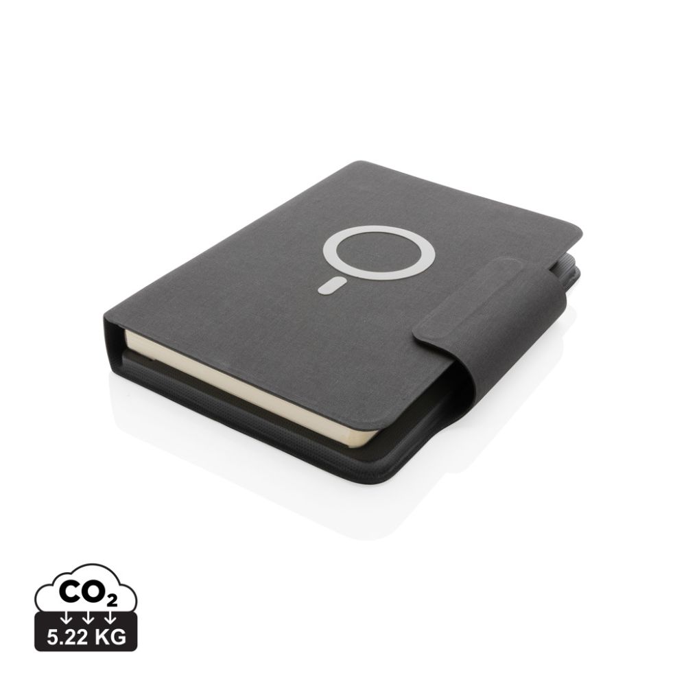 A5 piezīmju grāmata Artic Magnetic ar 10W bezvadu lādētāju un powerbank ar jūsu logo
