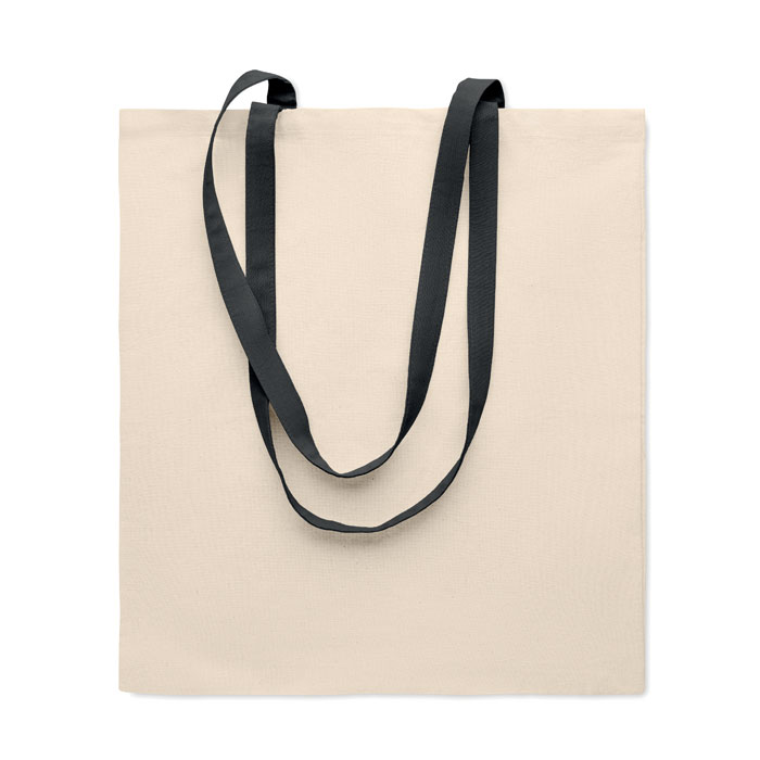 Cotton shopping bag ZEVRA with long coloured handles with your logo
