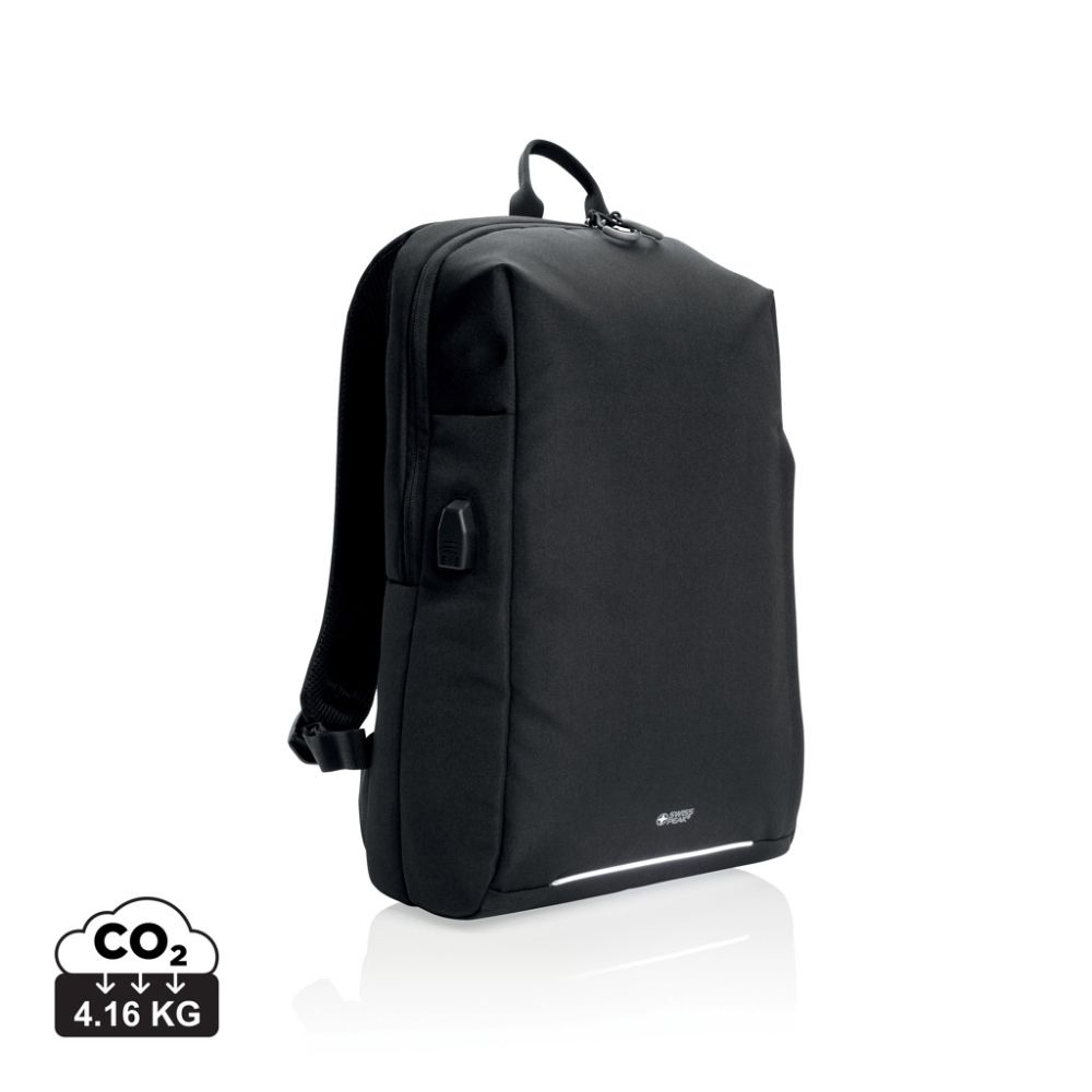 Laptop backpack Swiss Peak AWARE™ with RFID pocket and USB A output, with your logo