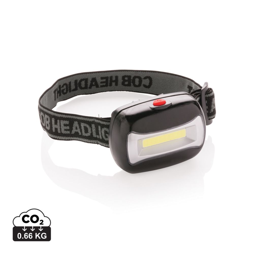 COB head torch with ultra-bright light and adjustable headband with your logo