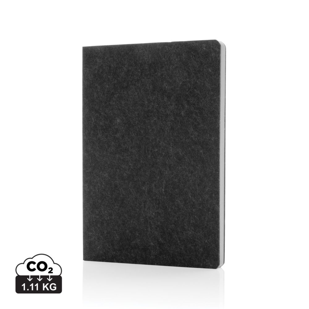Phrase A5 recycled felt notebook, GRS certified, with your logo