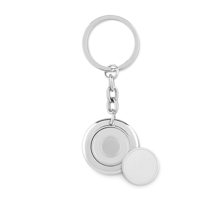 Atslēgu piekariņš FLAT RING ar veikala ratiņu žetonu un jūsu logo